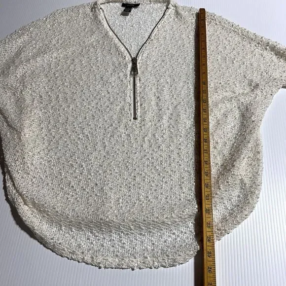 Alfani Top Women’s Size L Large Cream Gold Open Knit Quarter Zip Popover NWT - Picture 10 of 10